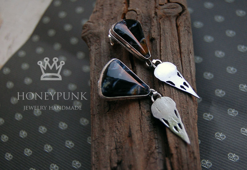 Earrings NeverMore. petersite,silver sterling