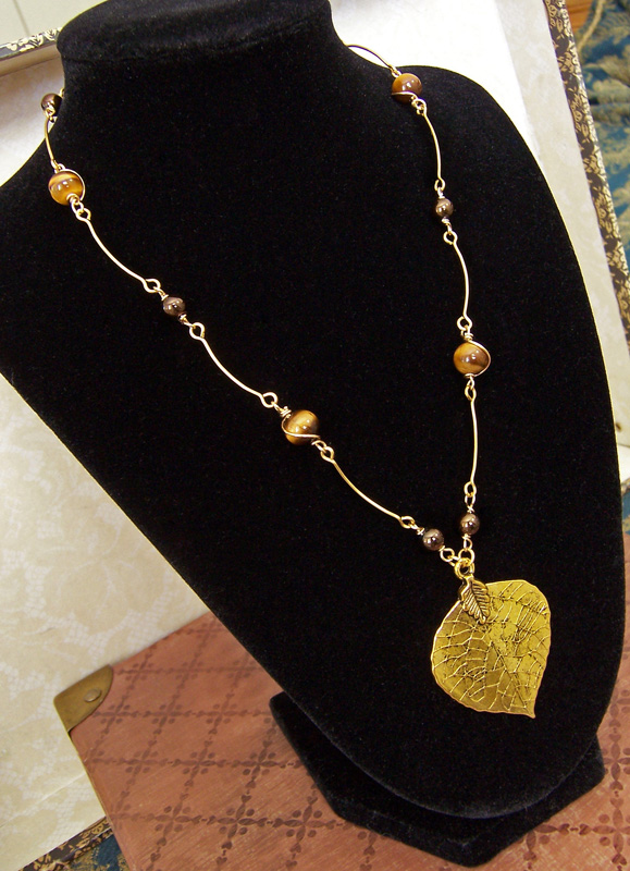 Tiger's eye and golds necklace