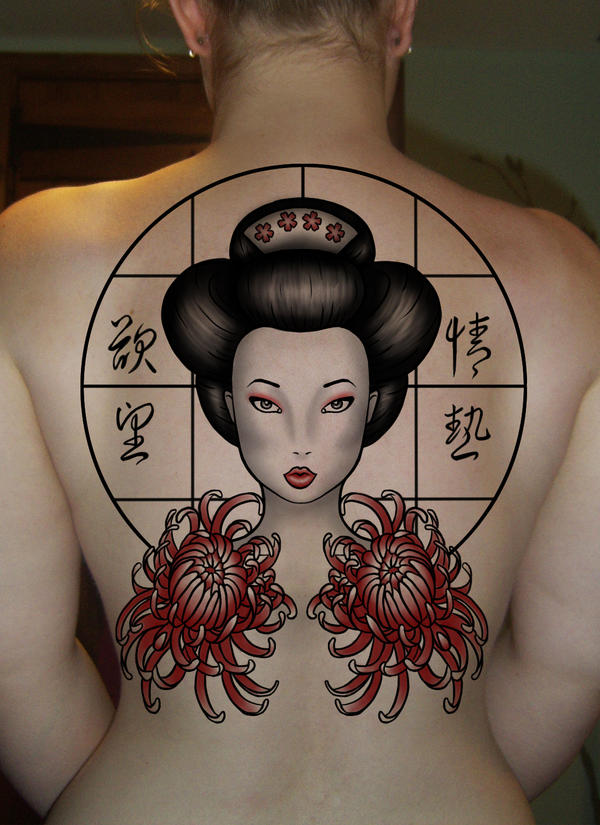 Geisha Back Tattoo