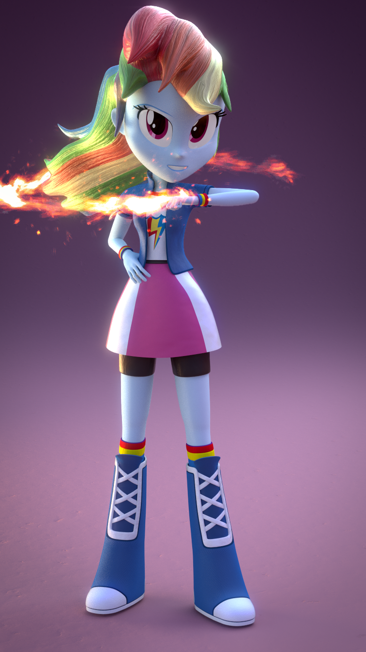 Equestria Girl 3D Rainbow Dash Power of flames by RyutaroCartoonWars