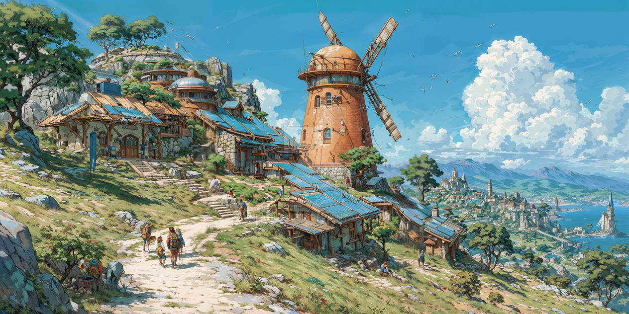 Punk Ridge Solarpunk Highlands: Ridgetop Settlement by NexHustler on DeviantArt