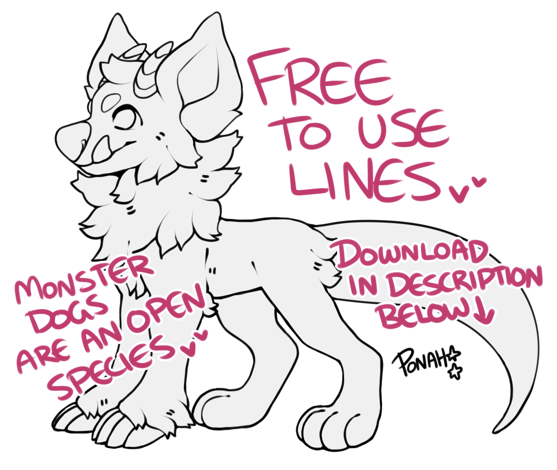 Monster dog  - FREE TO USE LINEART -