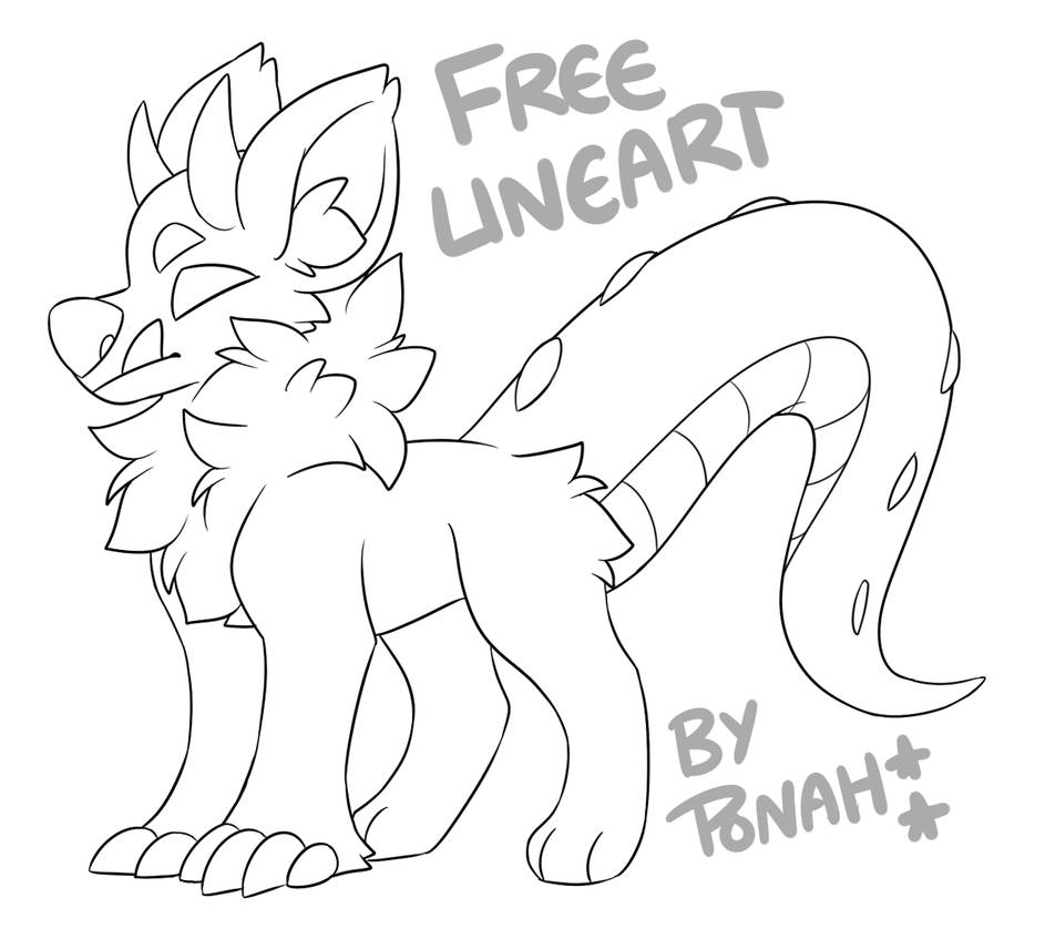 FREE TO USE MONSTER DOG LINEART/BASE