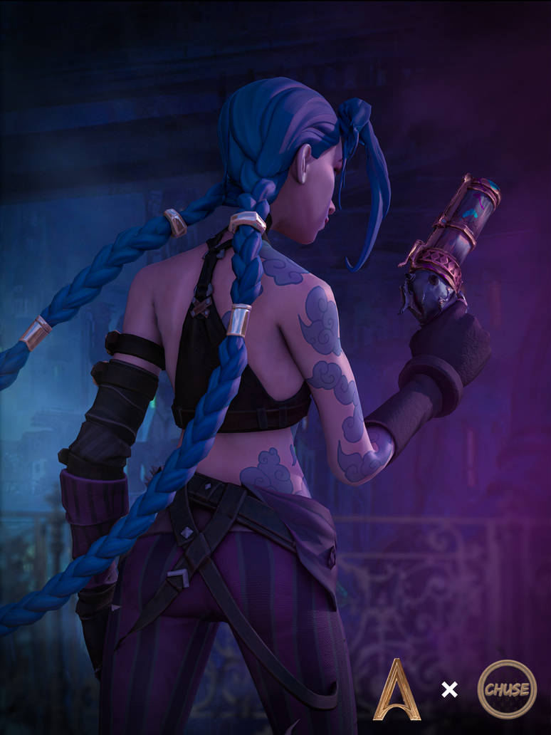 Jinx Back View Jinx Portrait - Arcane by MrChuse on DeviantArt