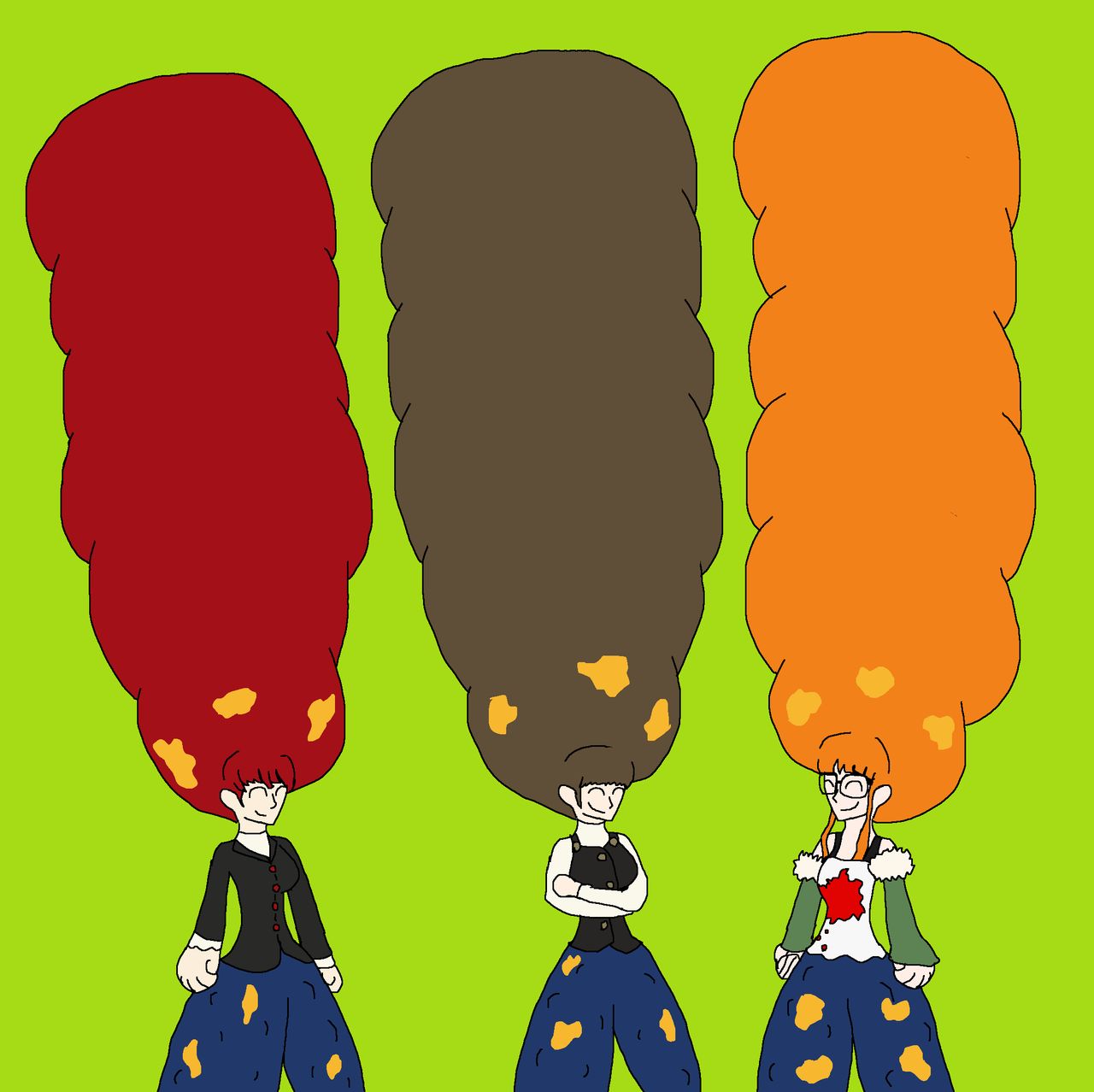 P5 Girls Square Afros by TheAmazingMisterZ on DeviantArt