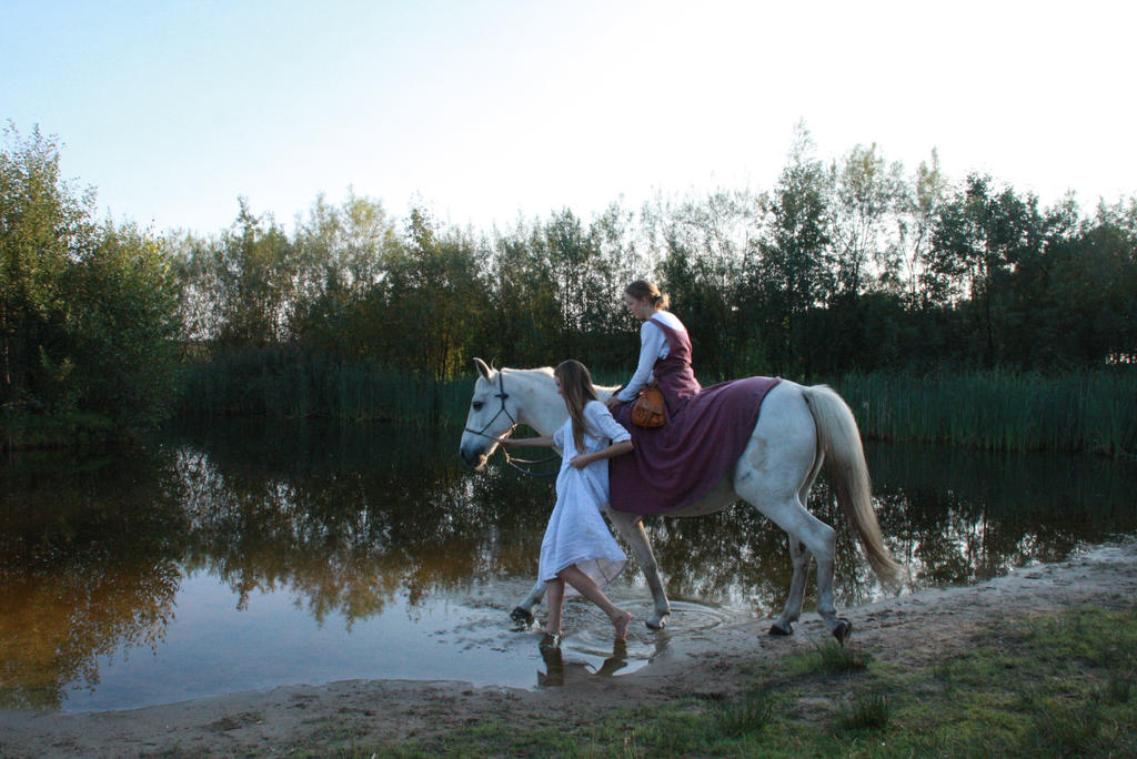 Medieval maidens and horse by Dewfooter Medieval maidens and horse by Dewfooter