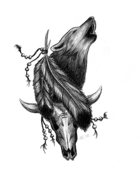 Tattoo Design Howling Wolf