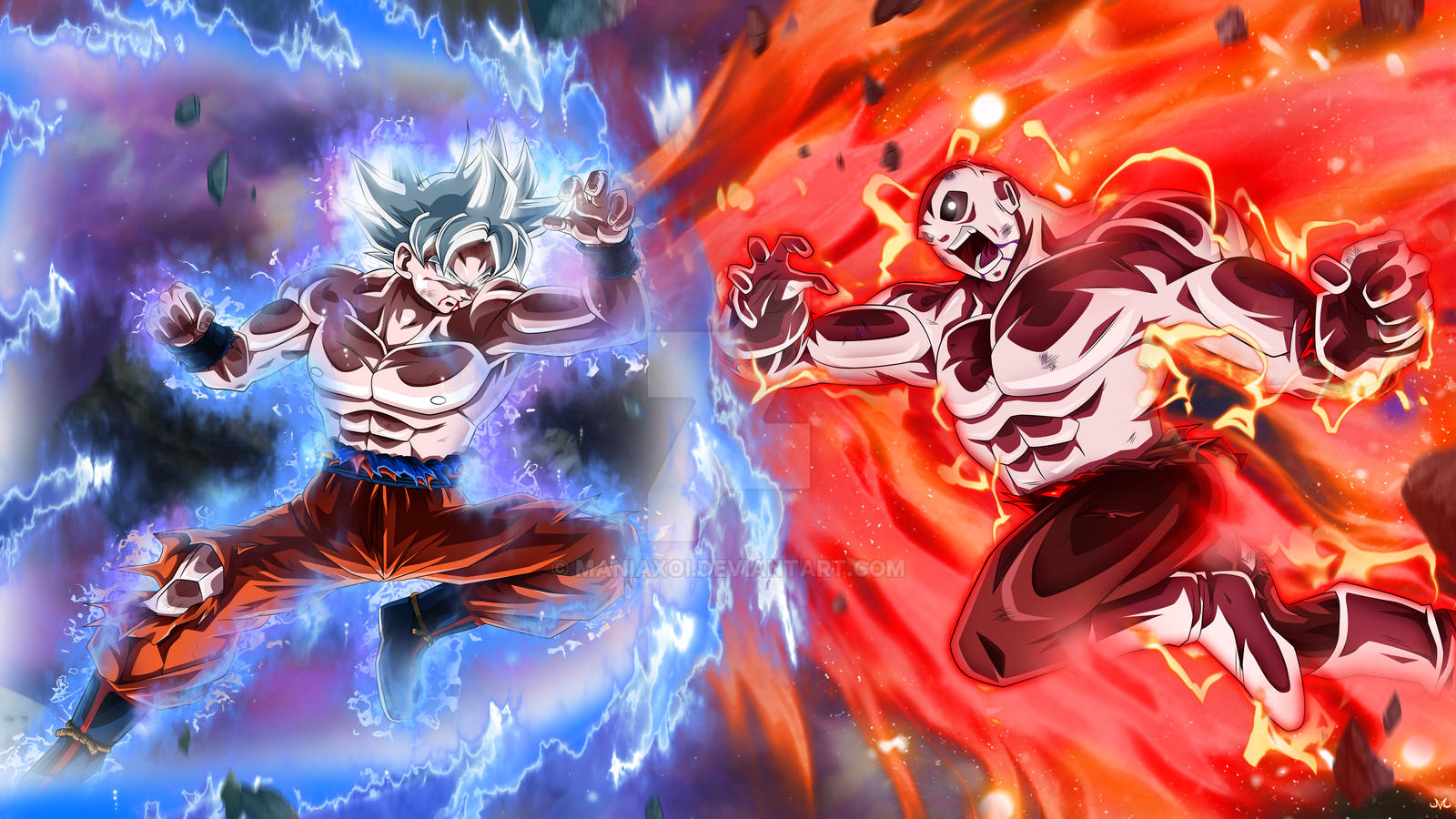 Goku Full Ultra Instinct VS Jiren by Maniaxoi on DeviantArt