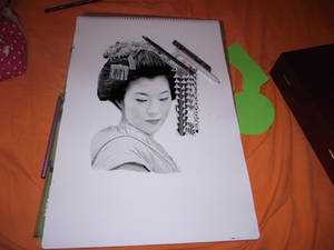 graphite drawing geisha