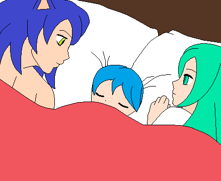 Sonic and Miku sleeping with Mina