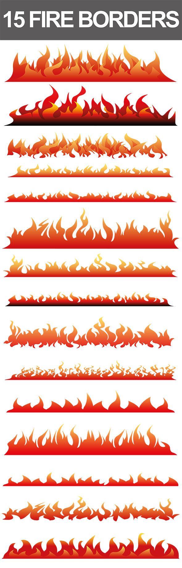 15 Fire Border Vectors