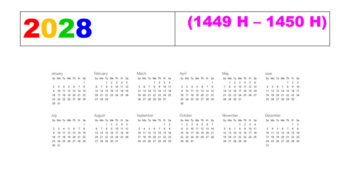Calendar for 2028 by Meshal11-DeviantArt on DeviantArt