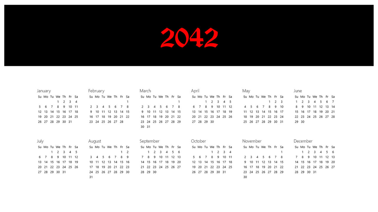 Calendar for 2042 by Meshal11-DeviantArt on DeviantArt