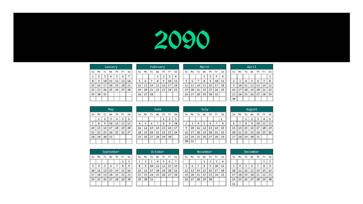 Calendar for 2090 by Meshal11-DeviantArt on DeviantArt