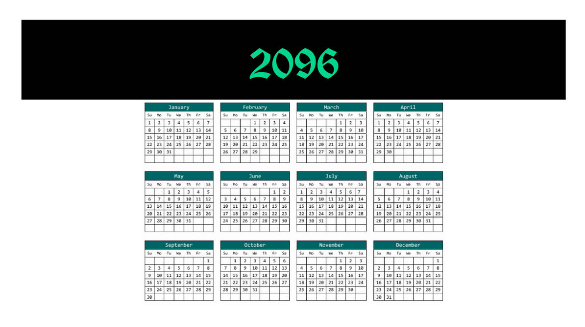 Calendar for 2096 by Meshal11DeviantArt on DeviantArt