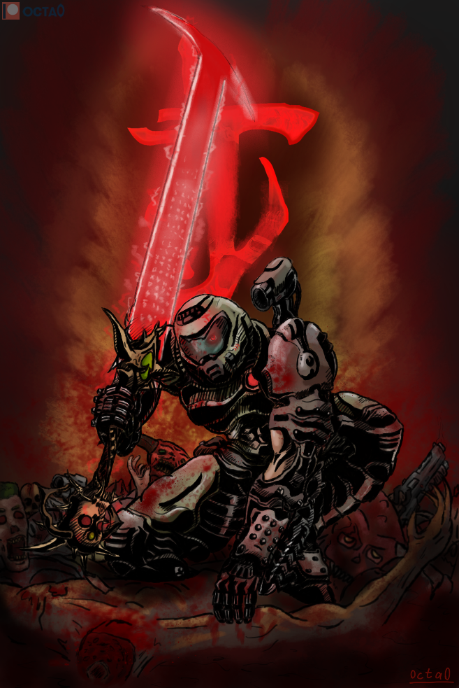 I drew an undead Doom Slayer : r/Doom