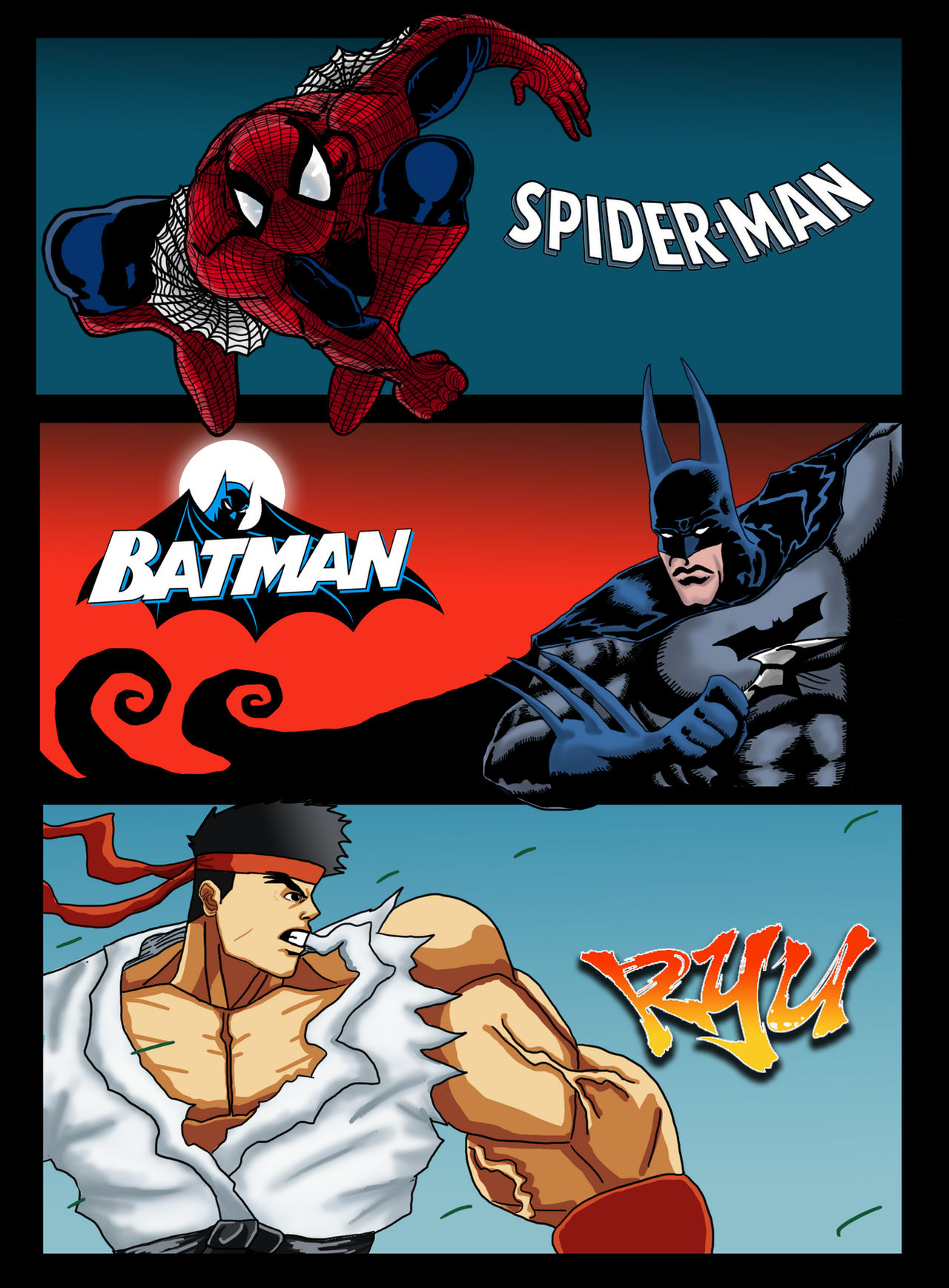 Spider-man-Batman-Ryu by ArchiehallFuim2002 on DeviantArt