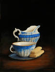 Flow blue cream pitcher jug still life painting fi by timwetherell
