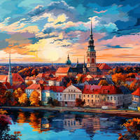 Kaunas City in Lithuania Digital Painting