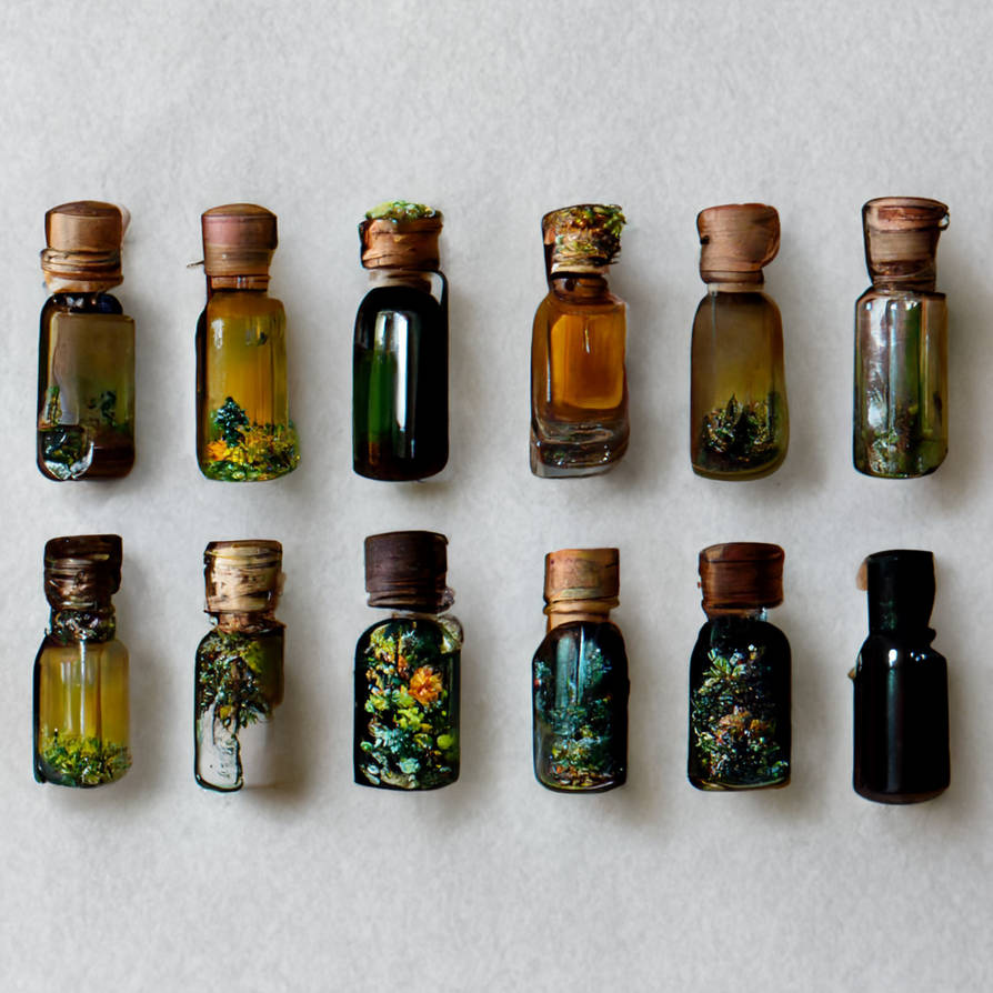 Collection of miniature bottles by Mirecat2 on DeviantArt