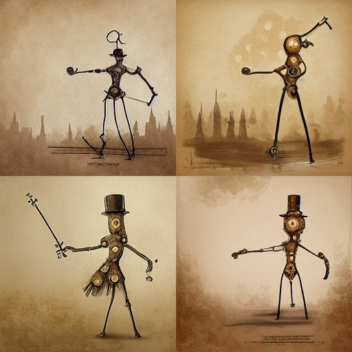 Midjourney: Steampunk. Dancing Stick figure by Mirecat2 on DeviantArt