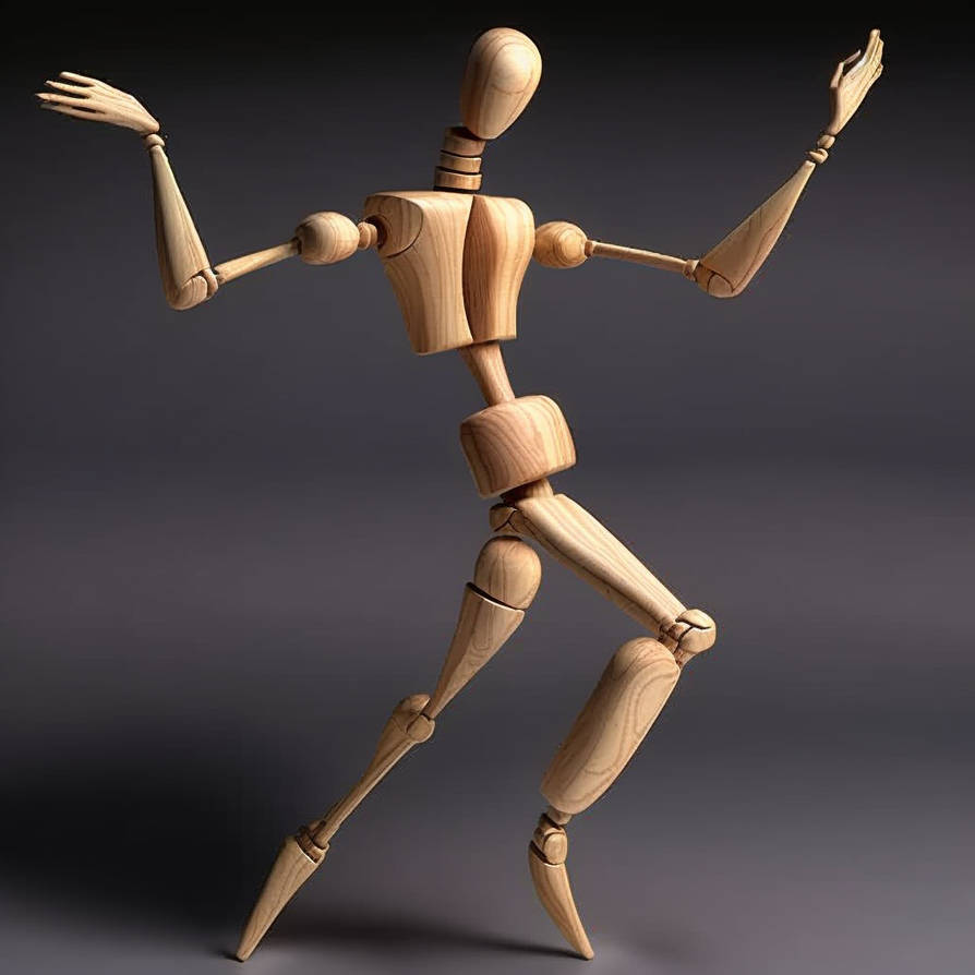 Midjourney: Wooden Drawing Mannequin dancing. by Mirecat2 on