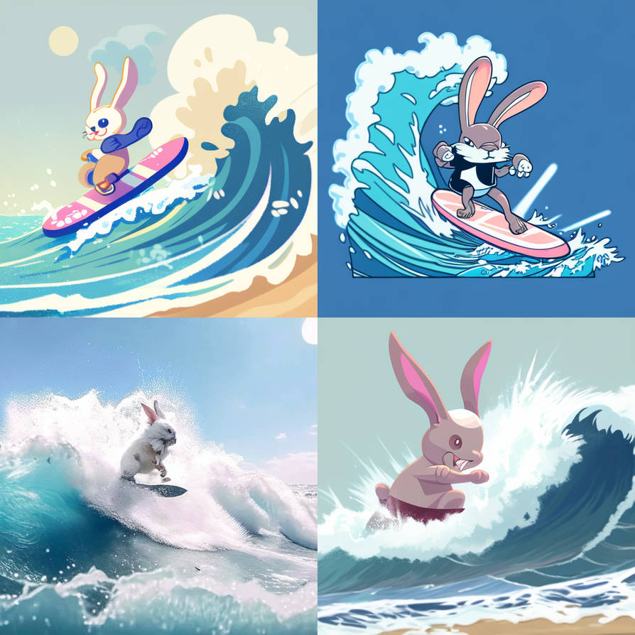 Ai Nijijourney: Rabbit surfing by Mirecat2 on DeviantArt