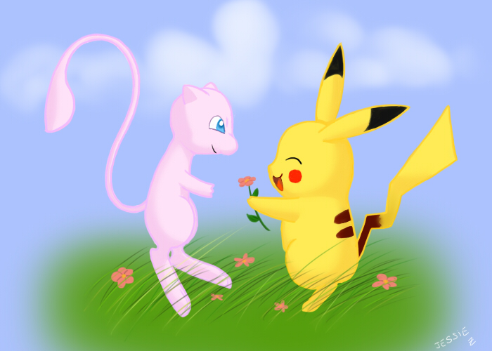 Mew and Pikachu by icecreampi on DeviantArt