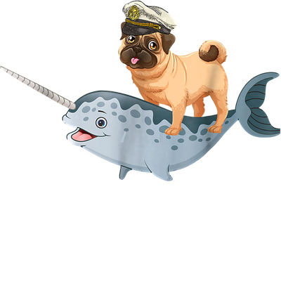 Captain Pug Riding A Narwhal T-Shirt Funny Pug Shirt Captain Pug Riding A Narwhal T-Shirt Funny Pug Shirt