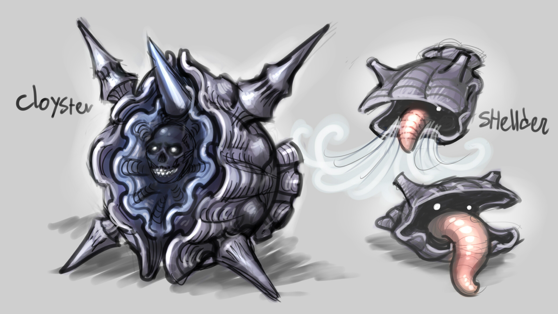 Shellder and Cloyster Art (OC) : r/pokemon