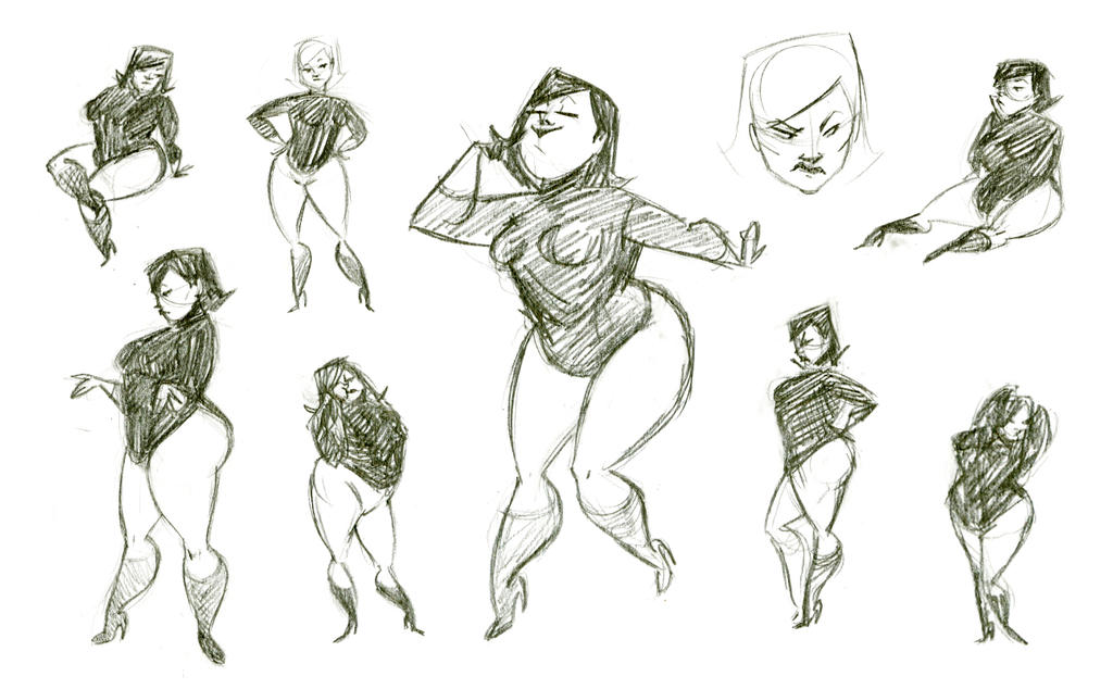 Poses of a chub lady