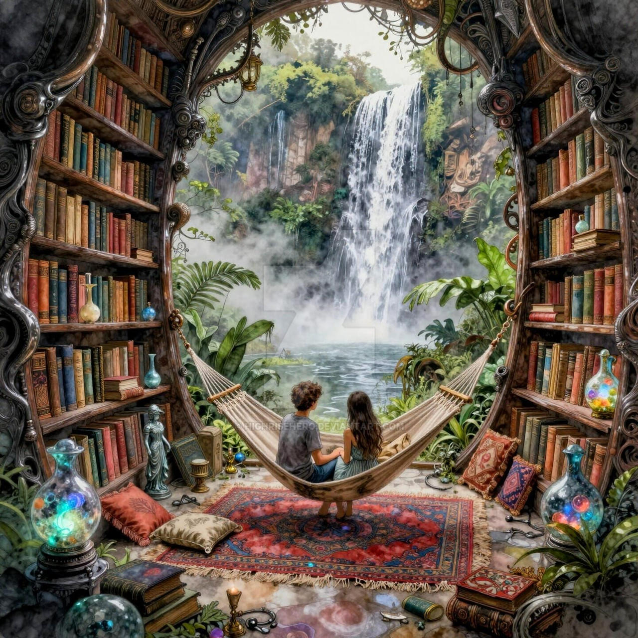The Waterfall Library by HighRiseHero on DeviantArt