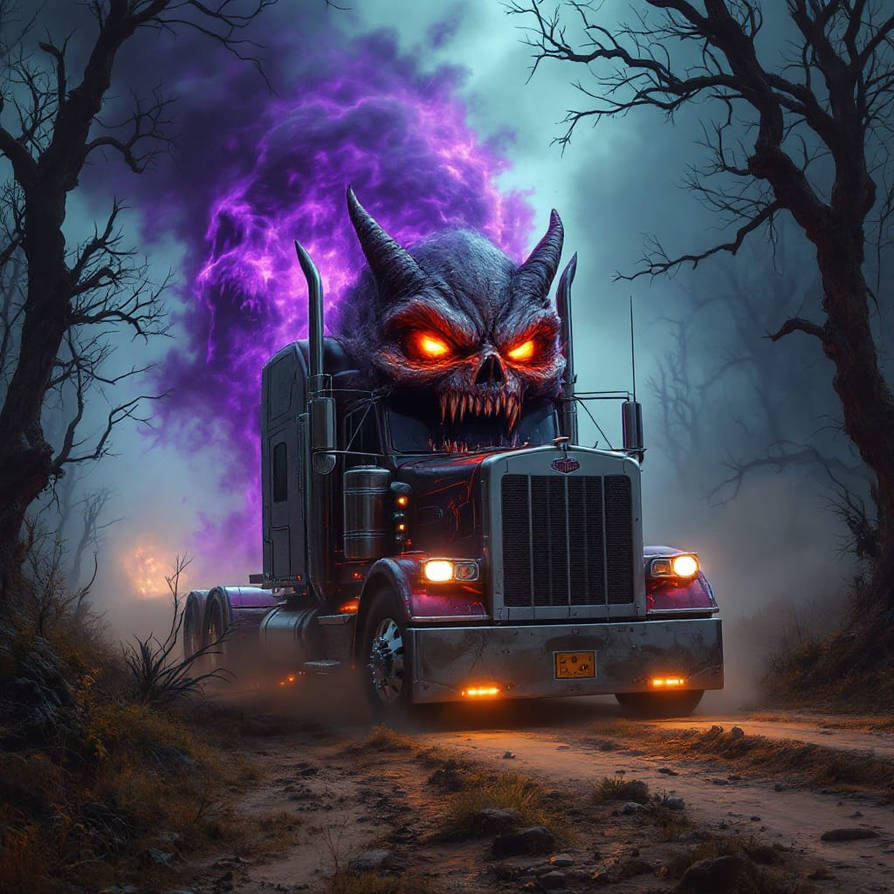 Satanic Big Rig Truck in Dark, Eerie Landscape by rebelnikki on DeviantArt