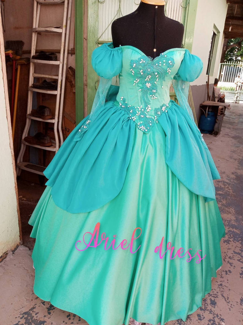 Ariel teal Dress costume cosplay by Gystymateus on DeviantArt