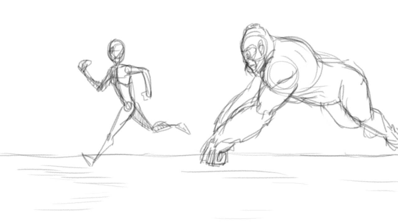 Gorilla Chases Man by EpicGodzilla on DeviantArt