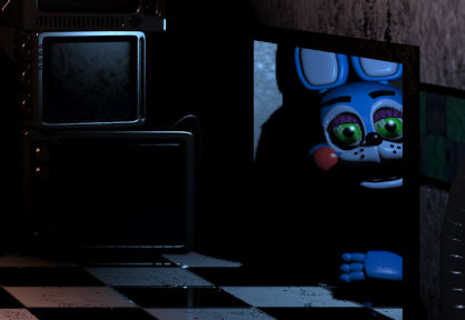 Bonnie R At Work toy bonnie looking at the office by Applejack14 on DeviantArt