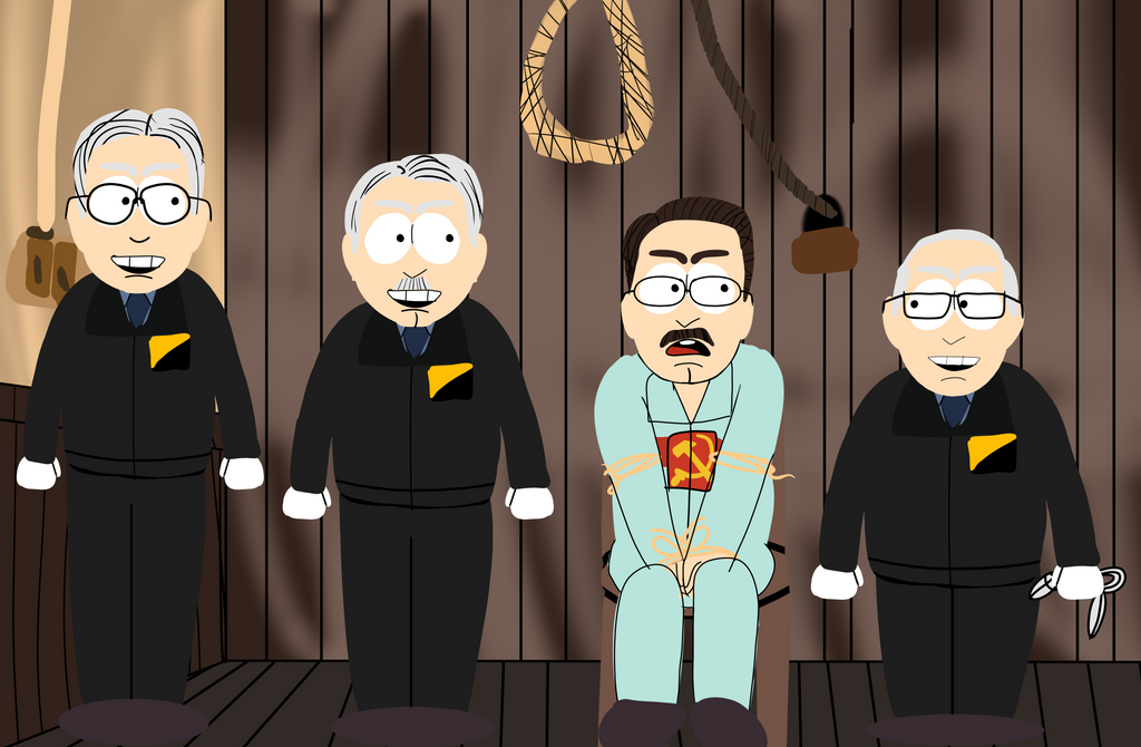 Hoppe,Mises,and Rothbard hanging Hayek by HowellTheArtist on DeviantArt