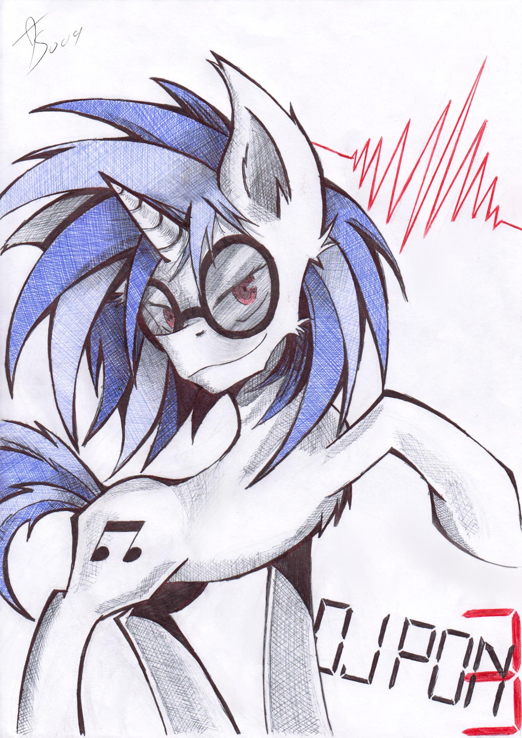 Vinyl Scratch -Ballpoint pen-