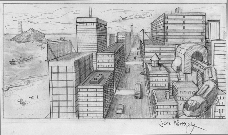 double perspective drawing ny by nilsgermain on DeviantArt