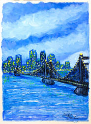 CITYSCAPE BRIDGE PAINTING by peimar