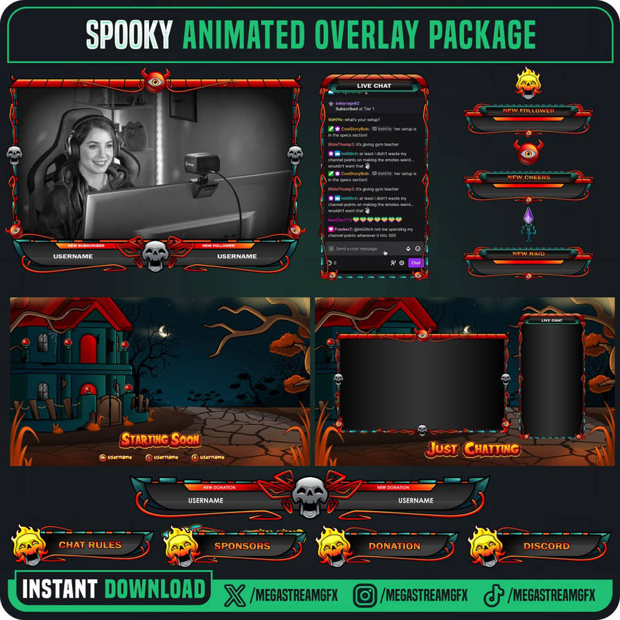 Haunted Overlay House Haunted Stream Overlay Package | Horror Twit by Megaxstreamgfx on ...