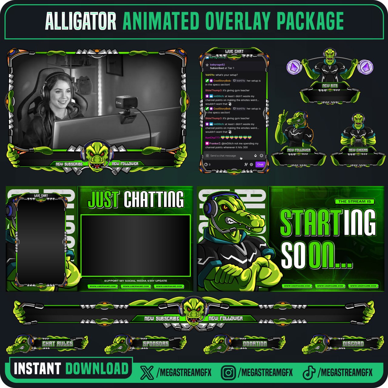 Ark Overlay Deviantart Alligator Theme stream Overlay Pack by Megaxstreamgfx on DeviantArt