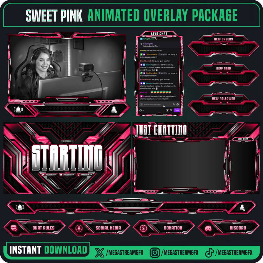 Professional Pink Overlay - Clean Stream Overlays by Megaxstreamgfx on ...
