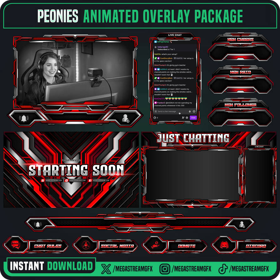 Overly Stream Red Red Stream Overlay for Twitch by Megaxstreamgfx on DeviantArt