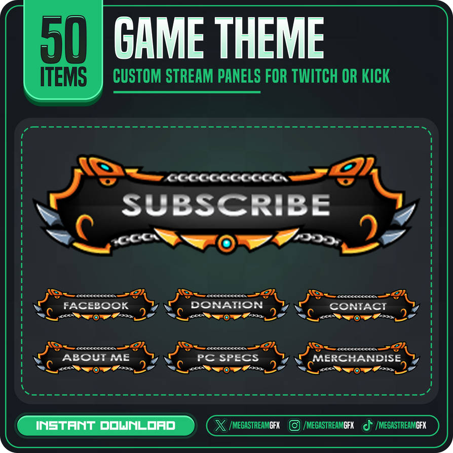 Gaming Stream Panels | 50x Twitch Panels set by Megaxstreamgfx on ...