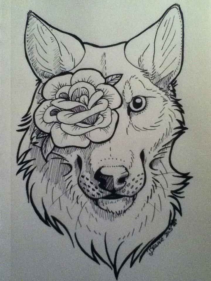 Wolf and Rose Tattoo by WYNTERFANG on DeviantArt