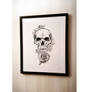 Flower skull framed art
