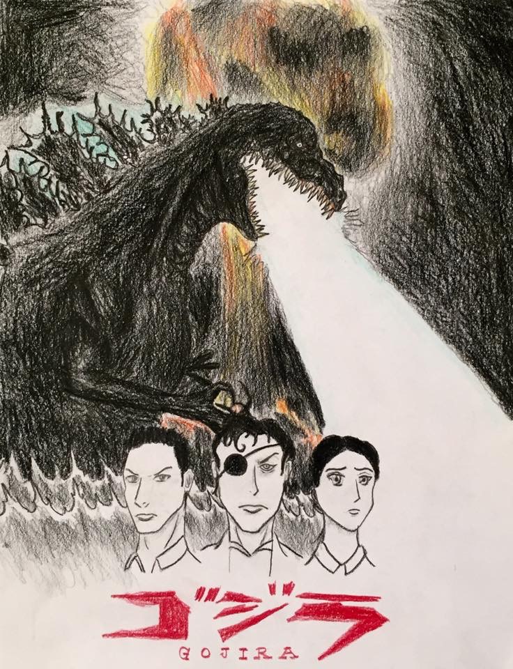 Gojira Anime/Manga Style Drawing