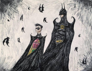 Burtonesque Batman and Robin. by Kongzilla2010