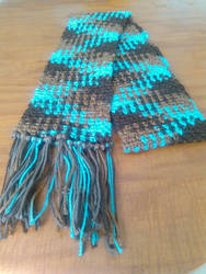 Blue and Brown color pooled scarf